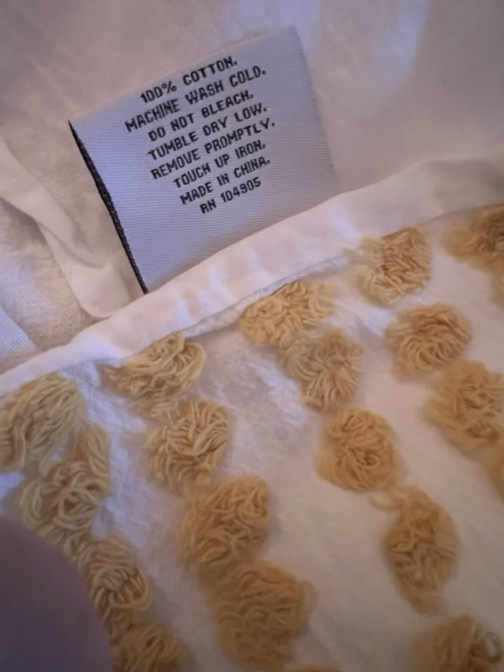CHENILLE King Pillowcase PAIR URBAN STUDIO Linen White Gold Art Deco 100% Cotton